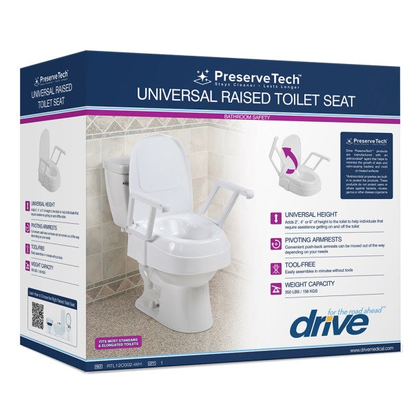 RTL 12C002-WH Universal Raised Toilet Seat
