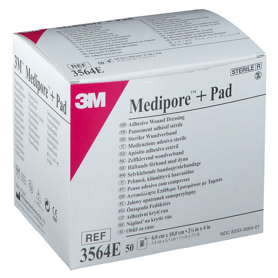 Medipore 6 x 10cm, 4 x 2, 3/8" Pad Soft Cloth Adhesive Wound Dressing